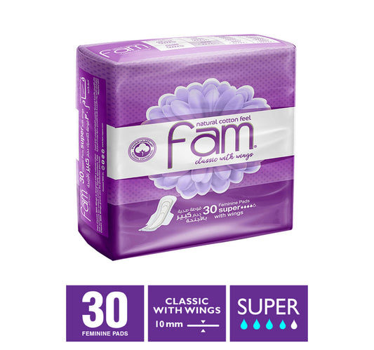 Fam Classic with wing Natural Cotton Feel Maxi Thick Super Sanitary 30pcs