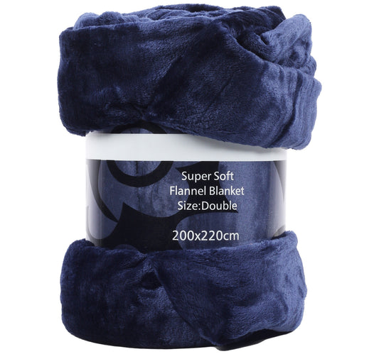 Super Soft Flannel Blanket 200 x 220cm Assorted Colours