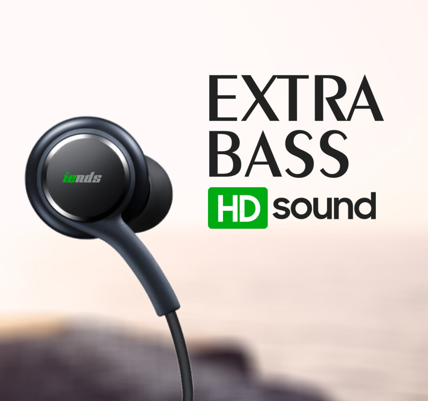 Iends Wired Stereo 3.5 mm Earphone with Microphone Black HS935