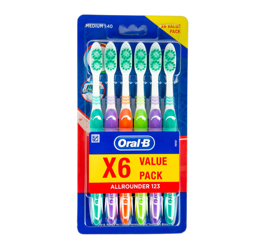 Oral B Toothbrush All Rounder 123 Medium 6 pcs