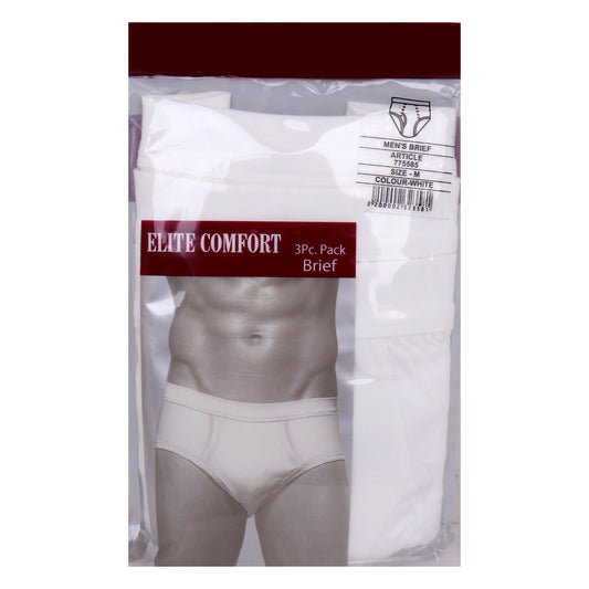 ملابس داخلية رجالية من القطن المريح من Elite Comfort، مقاس M، 3 قطع، أبيض، ELXBW
