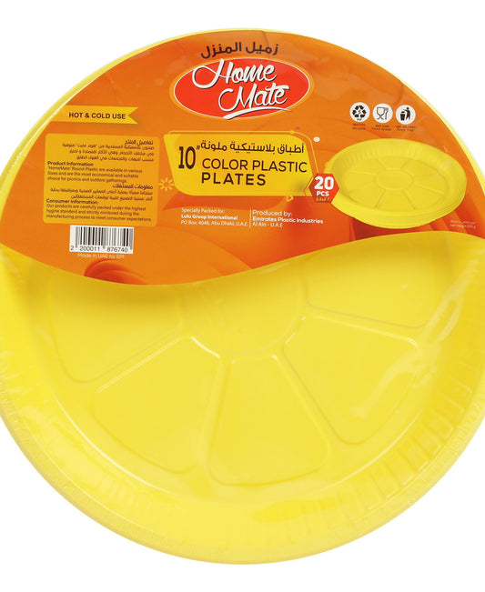 Home Mate Yellow Plastic Plate 10" 20pcs