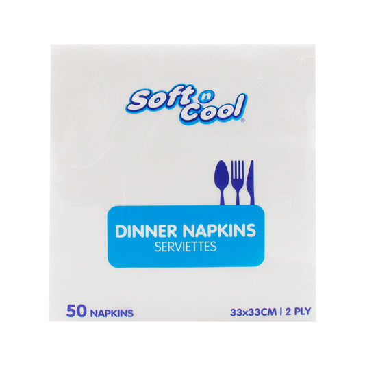 Soft N Cool Dinner Napkins 2 Ply 33 x 33cm 50 pcs