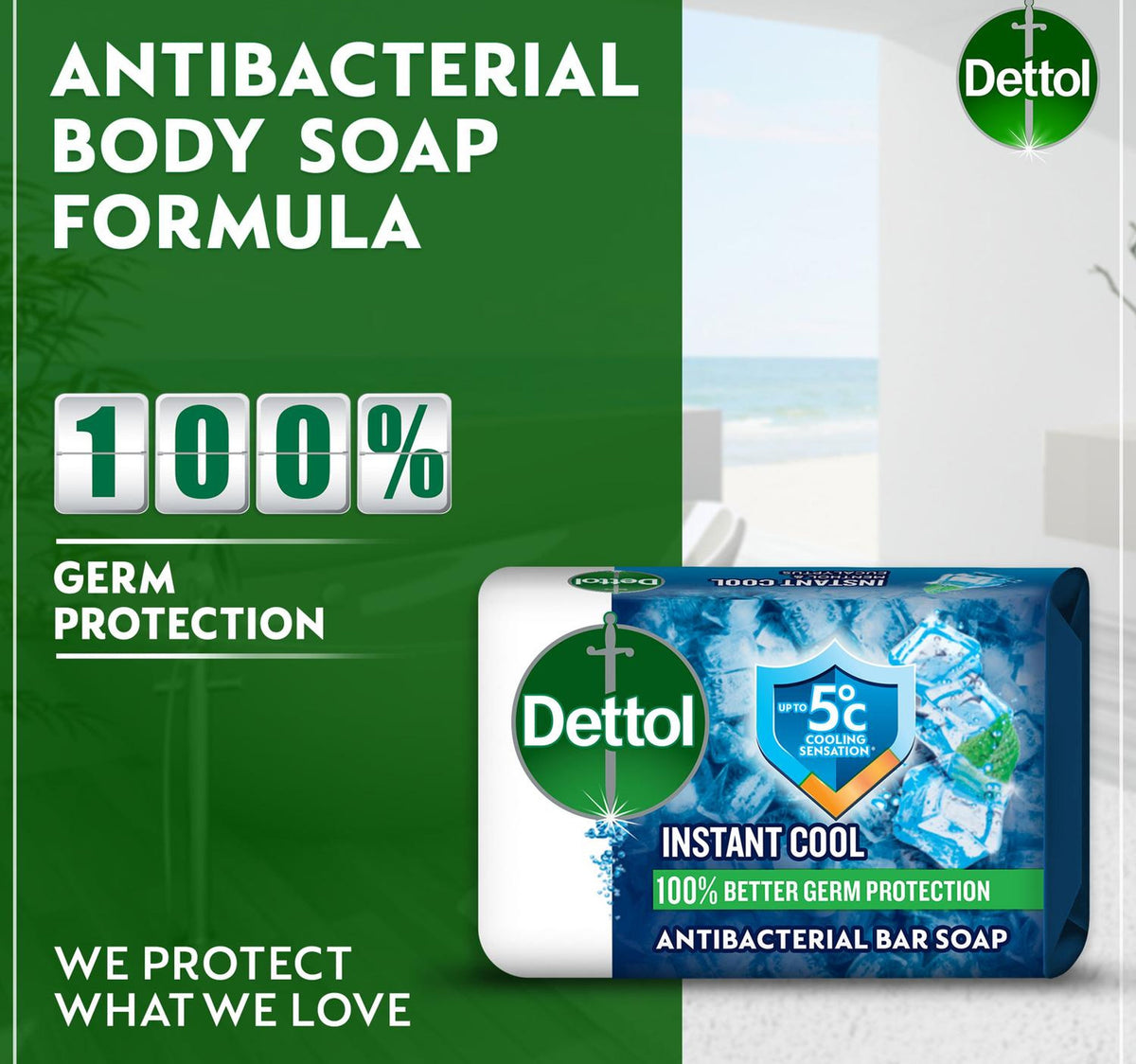 Dettol Instant Cool Bathing Soap Menthol & Eucalyptus Scent 120 g