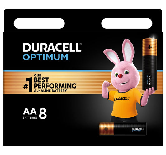 Duracell Optimum Type AA Alkaline Batteries, pack of 8