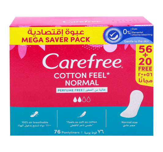 Carefree Panty Liners Cotton Feel 76 pcs