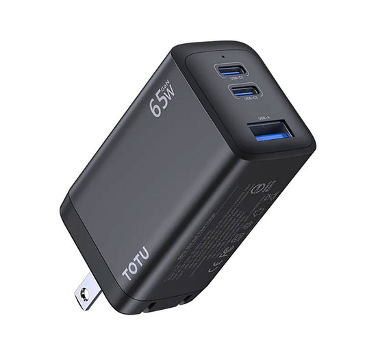 Totu 65W Dual PD/PPS + USB 3.0 Gan Charger FL55 Black Lulu Hypermarket