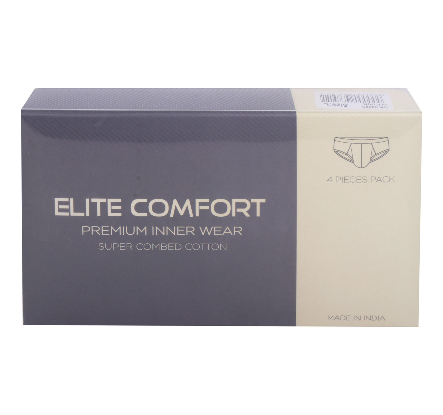 Elite Comfort Combed Cotton Men's Brief, L, 4 pcs, White