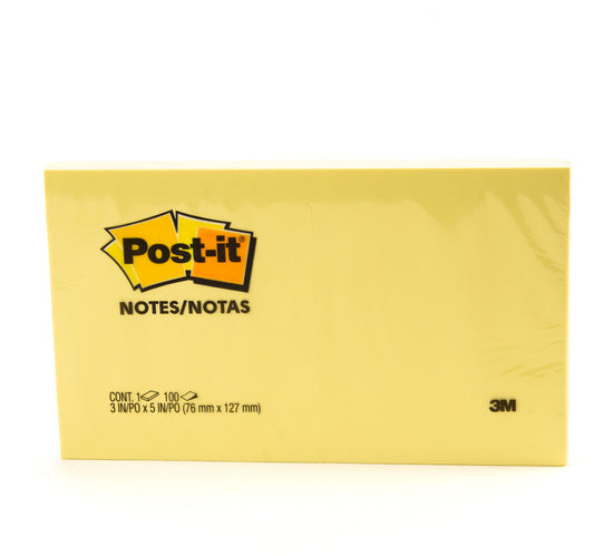 ملاحظات 3M Post-it صفراء، 3 بوصة × 5 بوصة، 100 ورقة