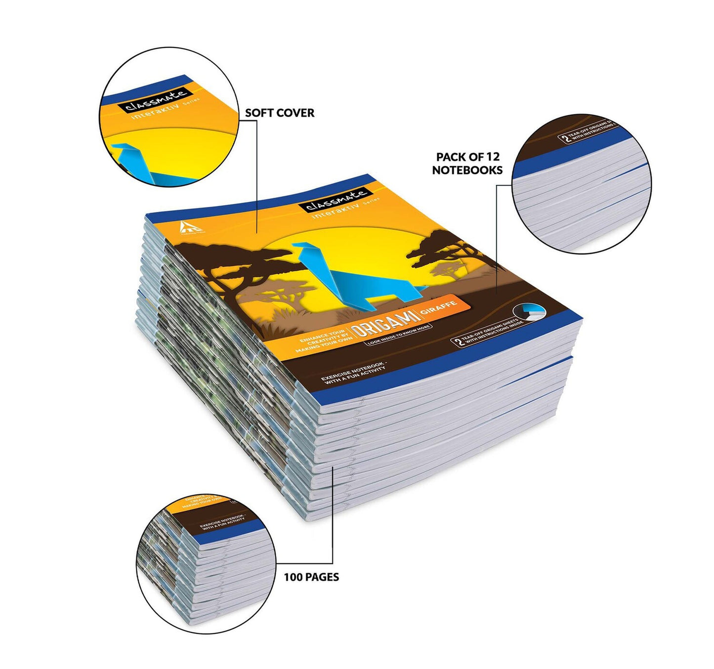 Classmate Exercise Book Centre Stapled 240x180mm 56-GSM Maths Ruled 100 Pages Assorted