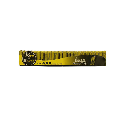 Ikon Heavy Duty 1.5V AAA Batteries 16+8pcs