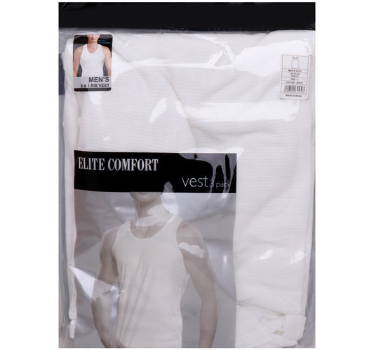 صدرية رجالية من القطن المريح من Elite Comfort، مقاس كبير، 3 قطع، أبيض، ELXRVW