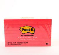 3M Post-it Neon Colors Lined 3inchx5inch 5 x 100 Sheet