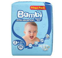 Sanita Bambi Baby Diaper Mega Pack Size 3 Medium 6-11 kg 92 pcs