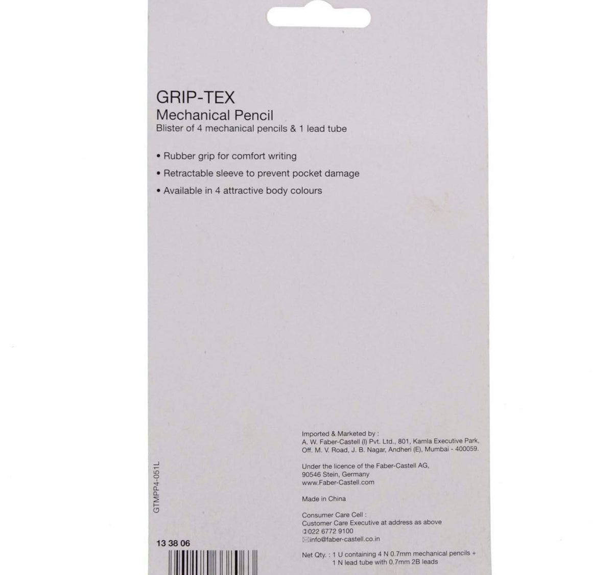 Faber-Castell Grip-Tex Mechanical Pencil 4's + Leads 133806