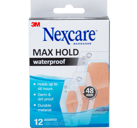 Nexcare Max Hold Waterproof Bandages Assorted 12 pcs