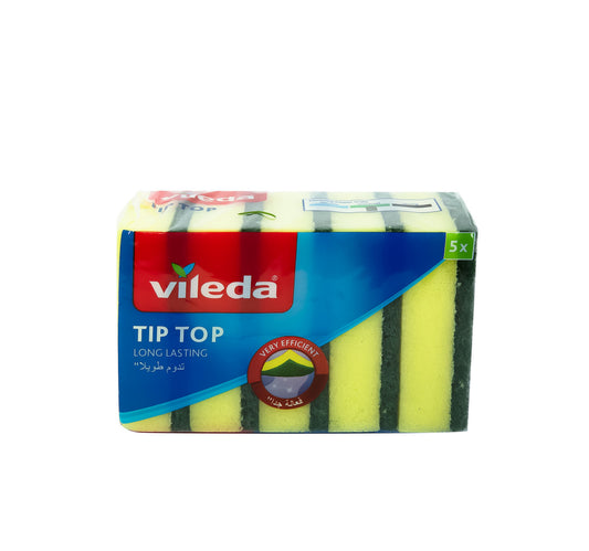 Vileda Tip Top Dish Washing Medium Foam Sponge Scourer 5 pcs