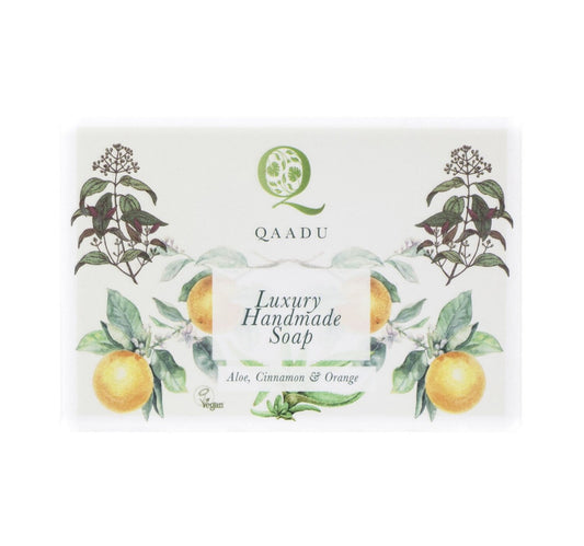 Qaadu Luxury Handmade Soap With Natural Ingredients Aloe Vera Cinnamon & Orange 125 g