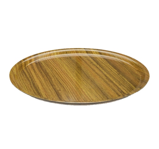 Tria Mahogany Kraft Round Tray, 38cm, Beige Glossy, TF38NS-G