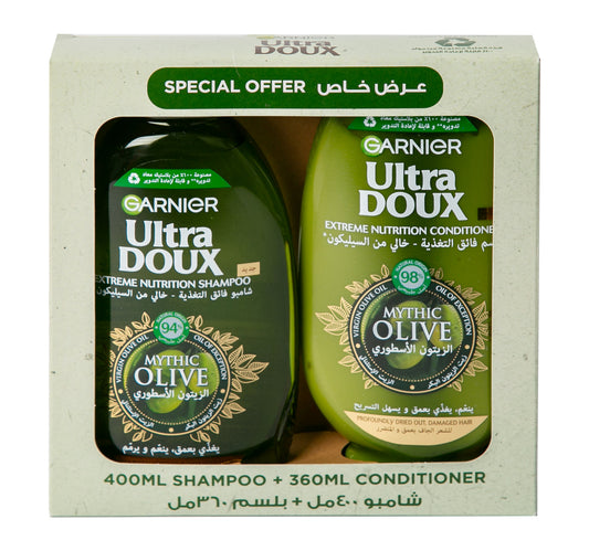 Garnier Ultra Doux Mythic Olive Shampoo 400 ml + Conditioner 360 ml