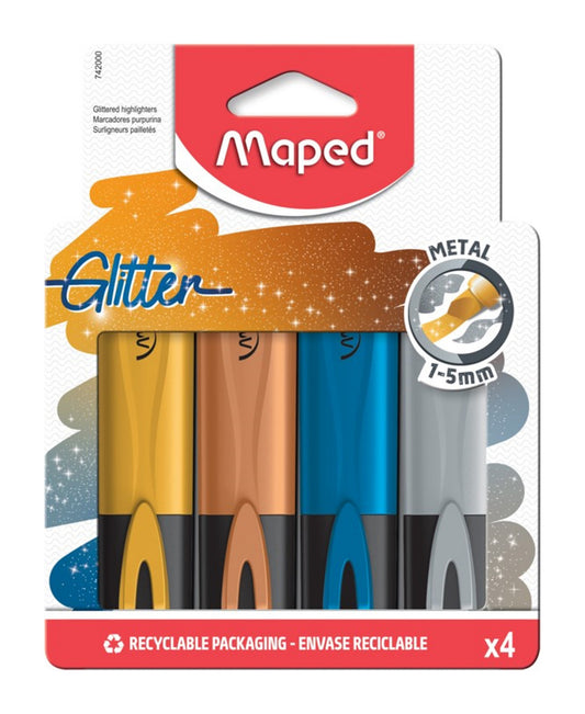 Maped Metalic Glitter Highlighter 4pcs