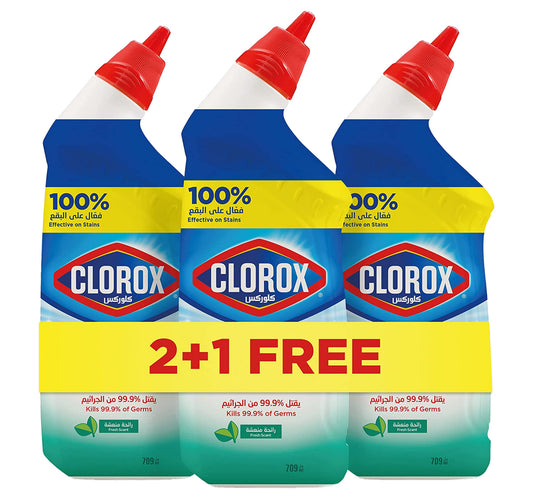 Clorox Bleach Fresh Scent Toilet Bowl Cleaner Value Pack 3 x 709 ml