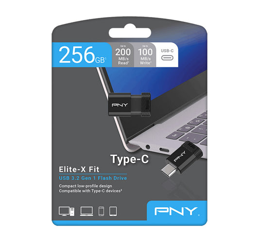 PNY Elite-X Fit Type-C USB 3.2 Flash Drive, 256 GB, P-FDI256EXFITC-GE