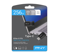 PNY Elite-X Fit Type-C USB 3.2 Flash Drive, 256 GB, P-FDI256EXFITC-GE