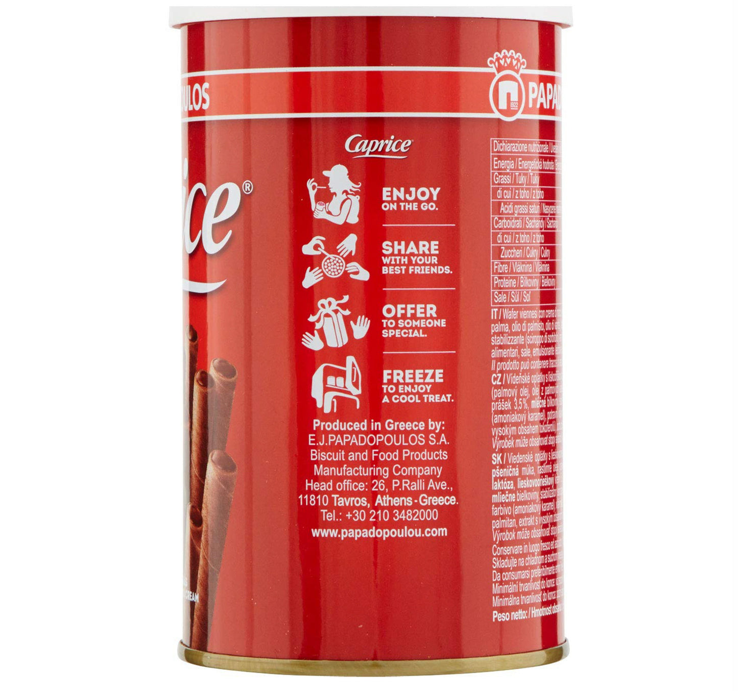 Papadopoulos Caprice Wafer Rolls with Hazelnut and Cocoa Cream 115 g