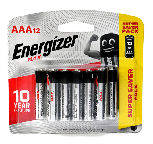 Energizer Max Alkaline AAA Battery, 1.5 V, 12 Pcs, EP92BP12