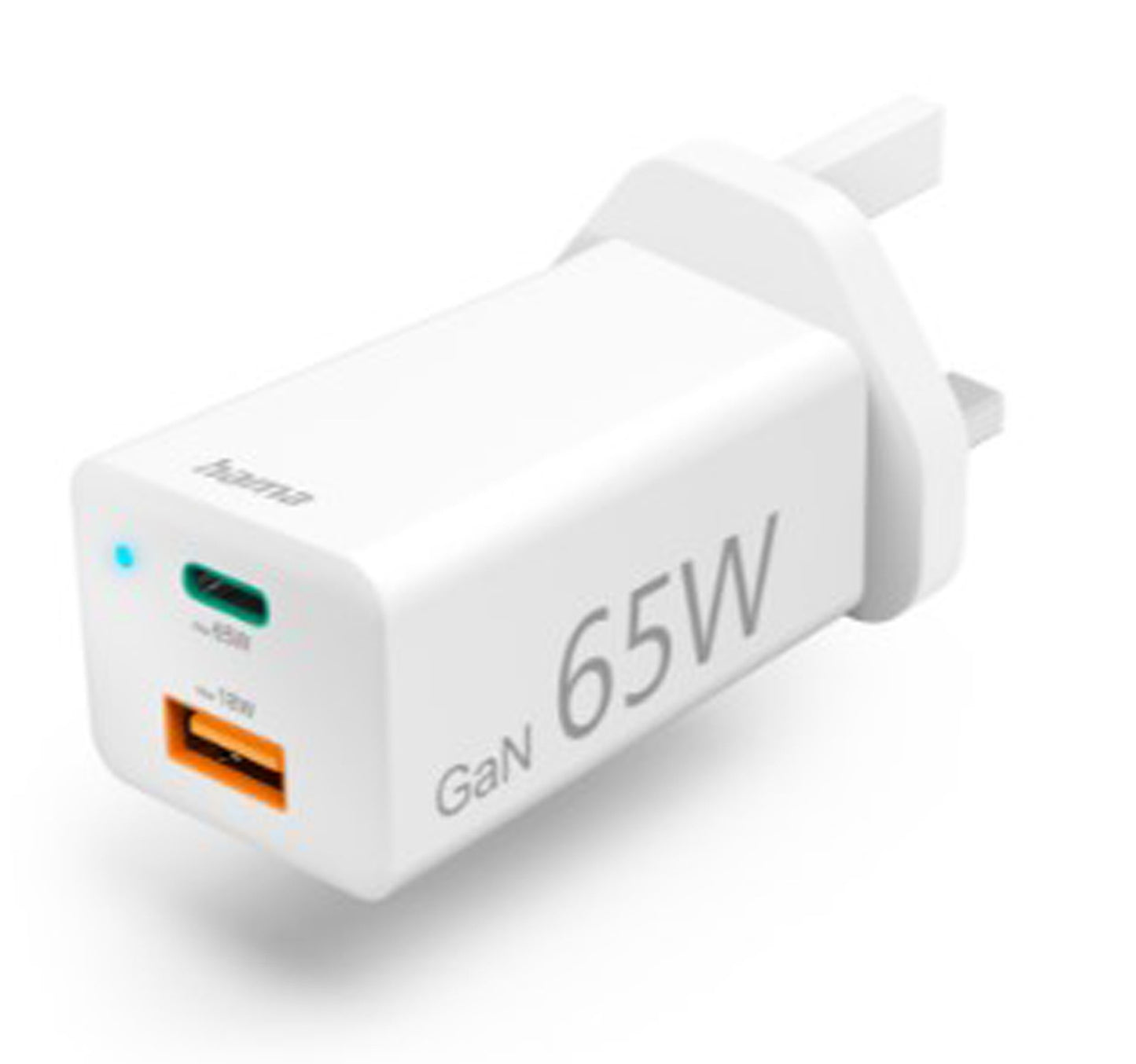 Hama UK Fast Charger, USB-C, PD,Qualcomm, GaN, Mini-Charger, 65 W, white (73210293)