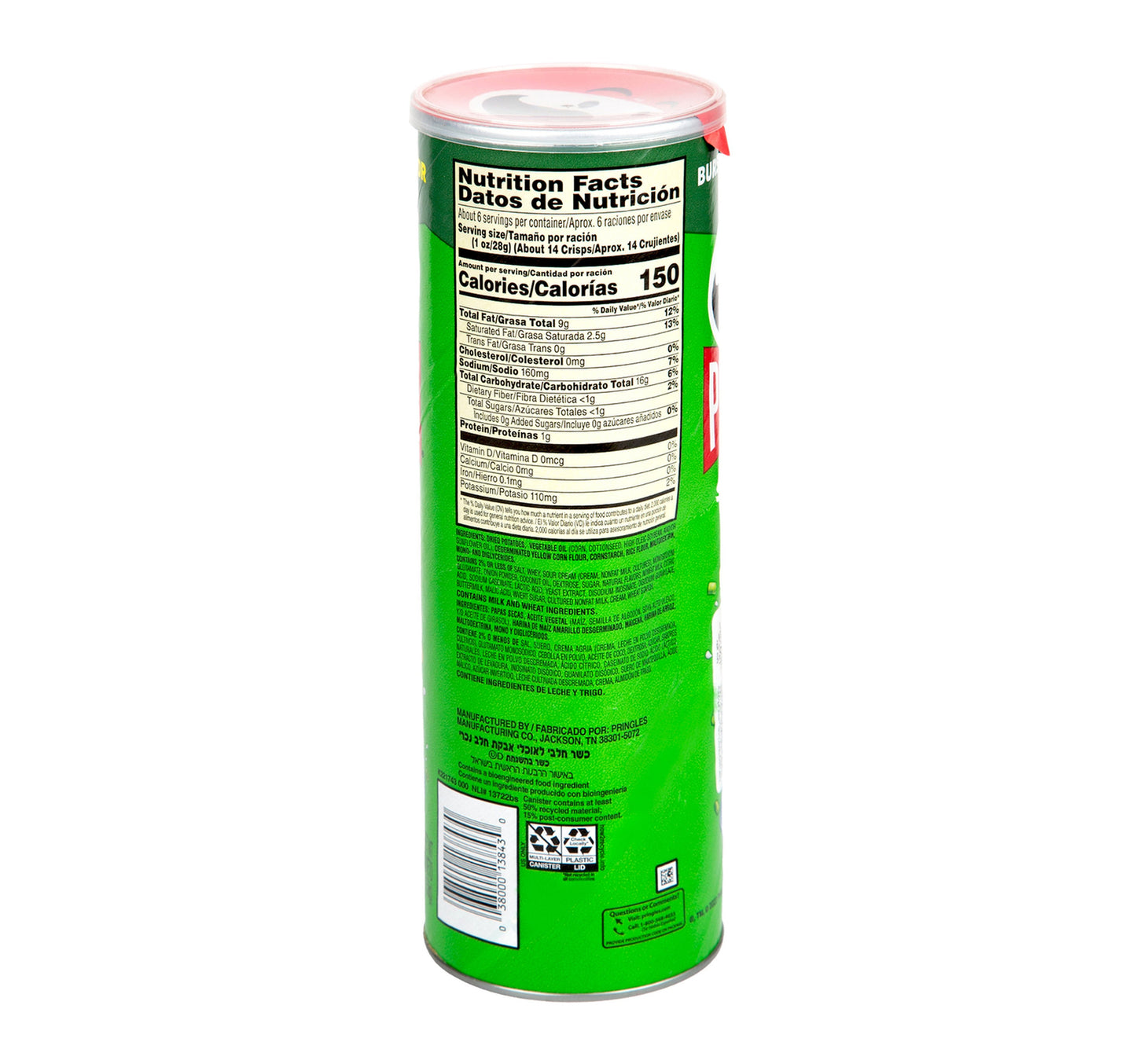 Pringles Sour Cream & Onion Potato Chips 158 g