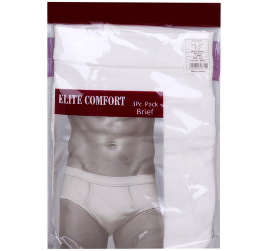 ملابس داخلية رجالية من القطن المريح من Elite Comfort، مقاس 2XL، 3 قطع، أبيض، ELXBW