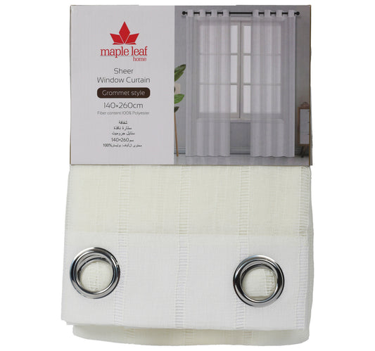 Maple Leaf Home Sheer Window Curtain 140 x 260cm White