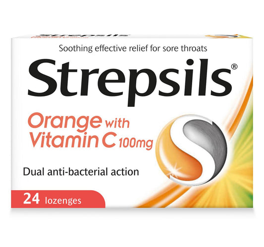 Strepsils Sore Throat Relief Orange 24 pcs