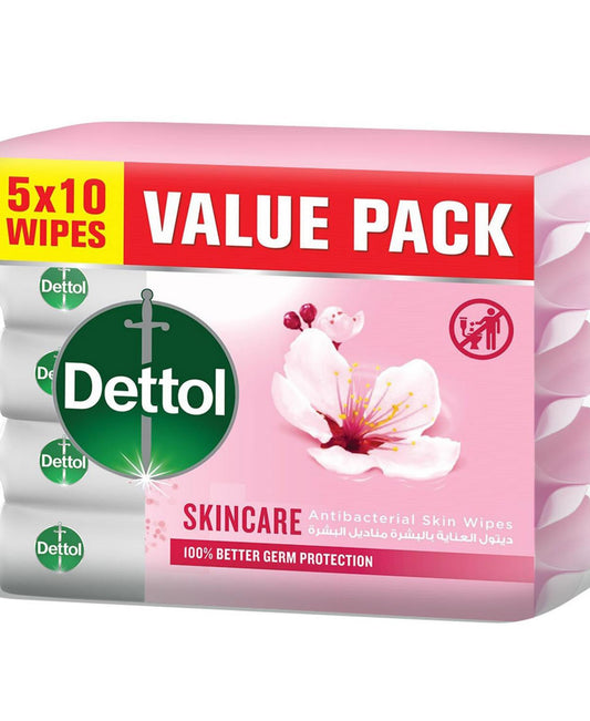 Dettol Skincare Antibacterial Skin Wipes 5 x 10 pcs