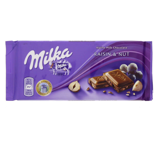 Milka Alpine Milk Chocolate Raisin & Nut 100 g Lulu Hypermarket