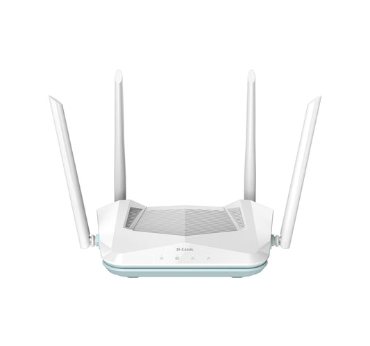 D-Link R15 AX 1500 Wi-Fi 6 AI Router, 4 Gigabit Ports, 4 External Antenna, Voice Control, Parental Control, D-Link Mesh Support, White
