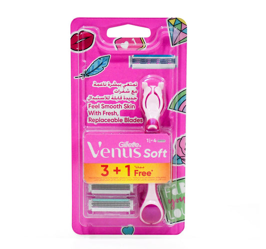 Gillette Simply Venus 3in1 Refillable Women's Smooth Razor 1 Handle + Blade Refills 3+1