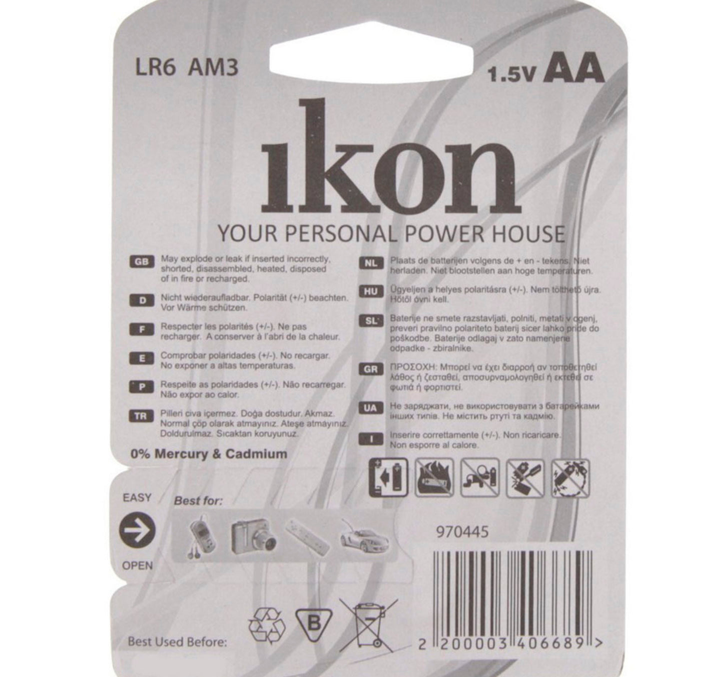 Ikon Alkaline AA Battery IKLR6BP2, Pack of 2Pc