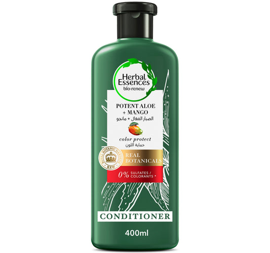 Herbal Essences Color Protect Sulfate Free Potent Aloe Vera + Mango Natural Conditioner for Dry Hair 400 ml