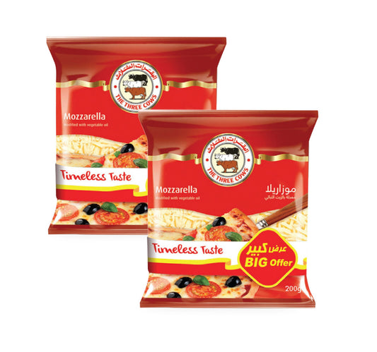 The Three Cows Shredded Mozzarella Cheese 2 x 200 g Lulu Hypermarket