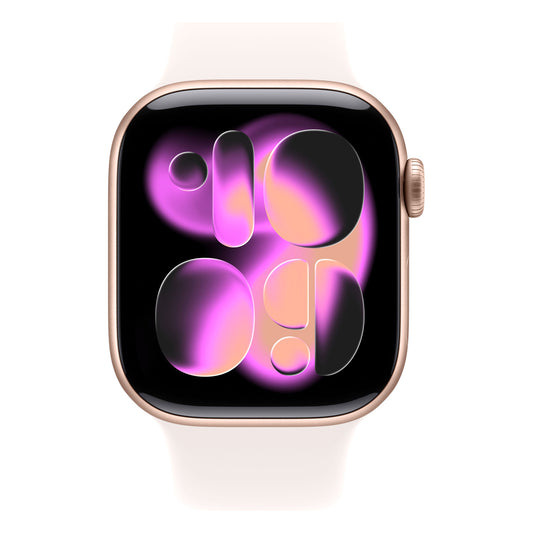 Apple Watch Series 11 GPS + Cellular Smartwatch, 42 mm Rose Gold Aluminium Case with Light Blush Sport Band (S/M), MEU04AF/A