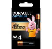Duracell Optimum Type AA Alkaline Batteries, pack of 4