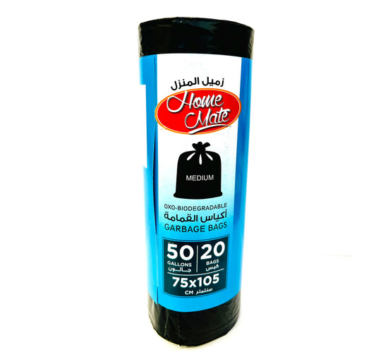 Home Mate Oxo-Biodegradable Garbage Bags Roll 60 Gallons Size Medium 75 x 105cm 20 pcs