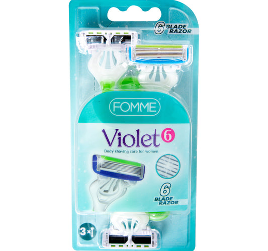 Fomme Violet 6 Blade Razor Body Shaving Care for Women 3 pcs