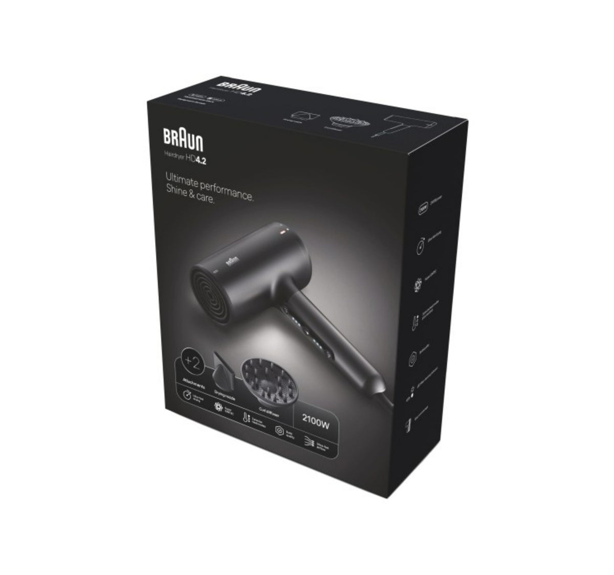 Braun Hair Dryer, 2100W, Electro Black, HD425SDE