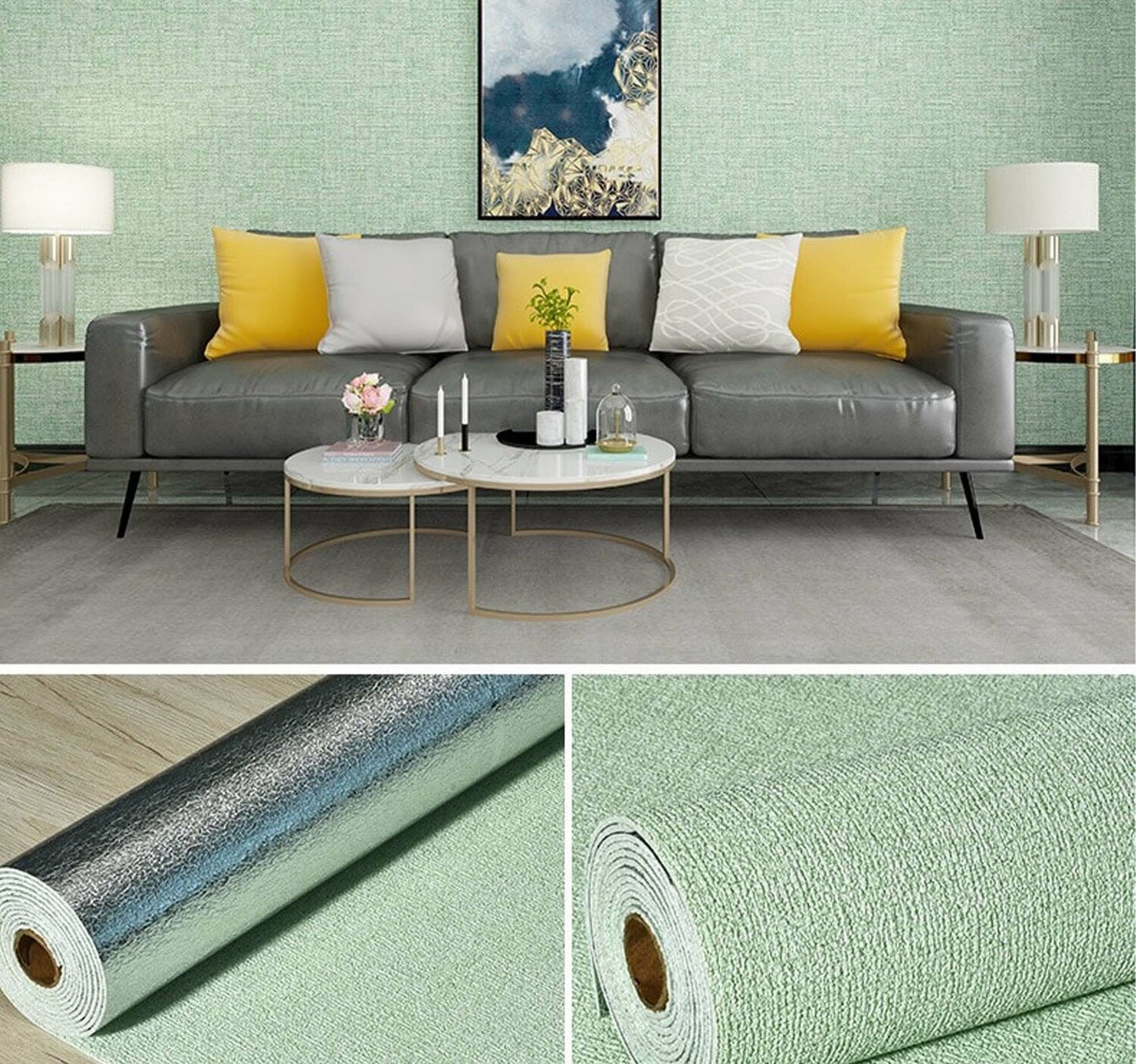 Maple Leaf 3D Waterproof and Moisture-proof Self-adhesive Wall Sticker 50cmx2.8m Ice Green 3586