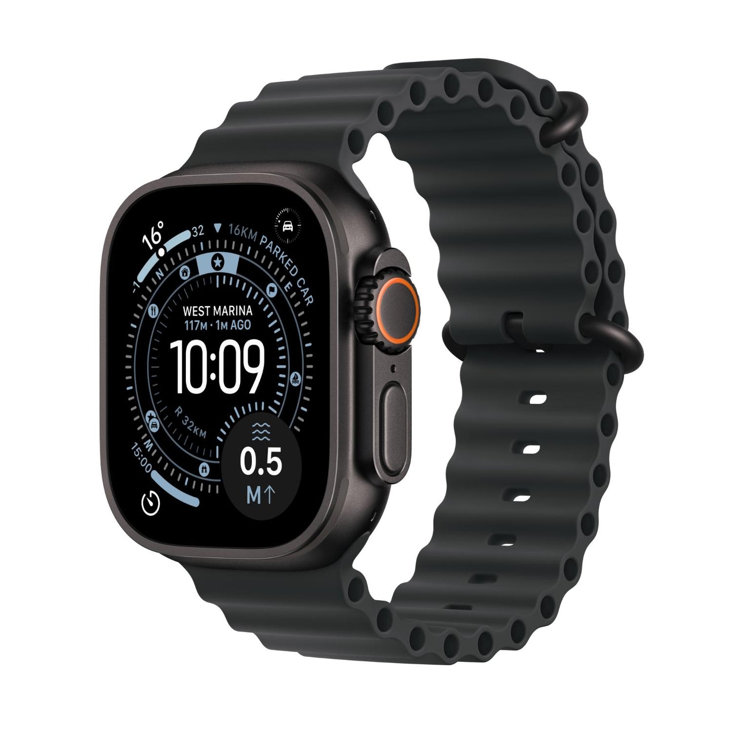 Apple Watch Ultra 3 GPS + Cellular Smartwatch, 49 mm Black Titanium Case with Black Ocean Band, MF0J4AF/A
