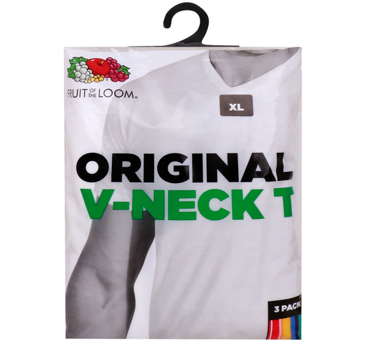 Fruit of the Loom Men's V-Neck T-Shirt, XL, 3 pcs, 1700233